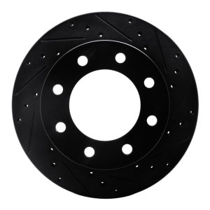 Cadillac DeVille Brake Rotor (1) - Front Right - R1 Concepts - Drilled & Slotted - Black - `99-`20